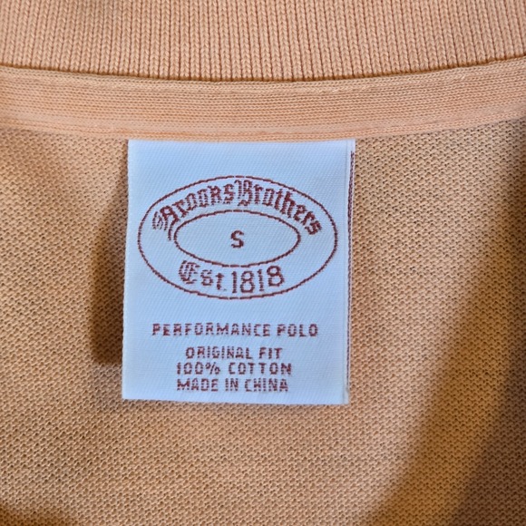 Brooks Brothers Mens Short Sleeve Performance Polo Solid Coral Small Gold Fleece - Picture 8 of 9